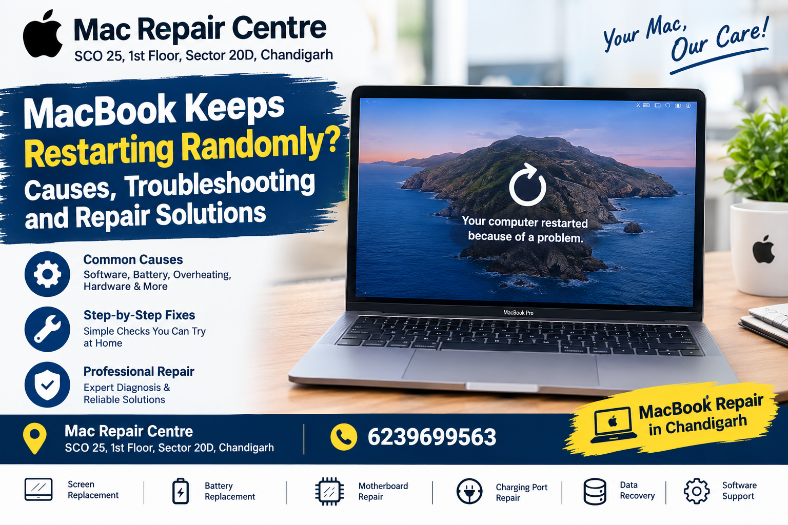 “MacBook Keeps Restarting Randomly: Causes, Troubleshooting, and Repair Solutions.”